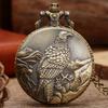 Vintage Old Eagle Display Quartz Pocket Watch Bronze Necklace Chain Exquisite Pocket Clock Gift Men Women
