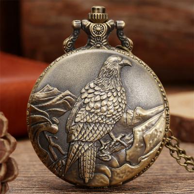 Винтажные кварцевые карманные часы с дисплеем Old Eagle, бронзовое ожерелье, цепочка, изысканные карманные часы, подарок для мужчин и женщин