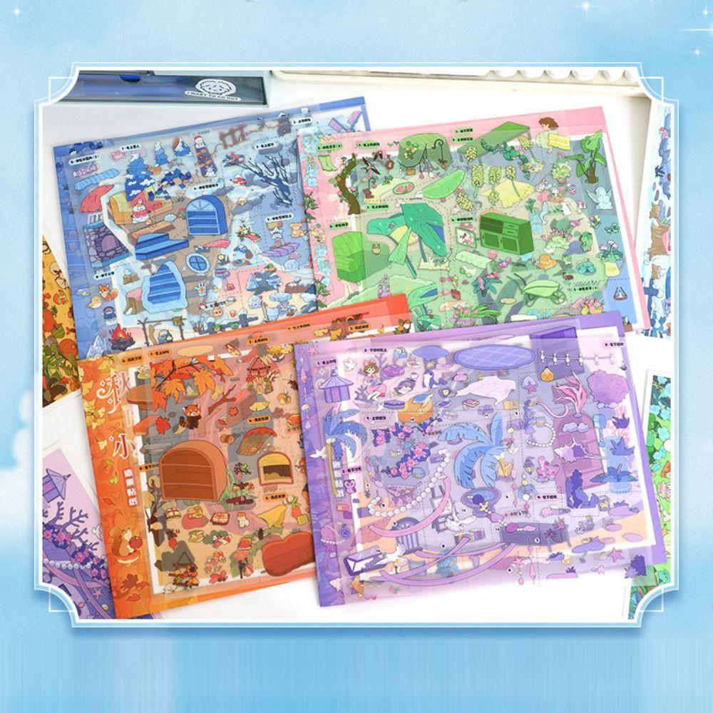 Стикеры «Сделай сам: Карманная сценка из хижины», «Цветочный тайный мир», «Миниатюрная сценка», Творческое рукоделие