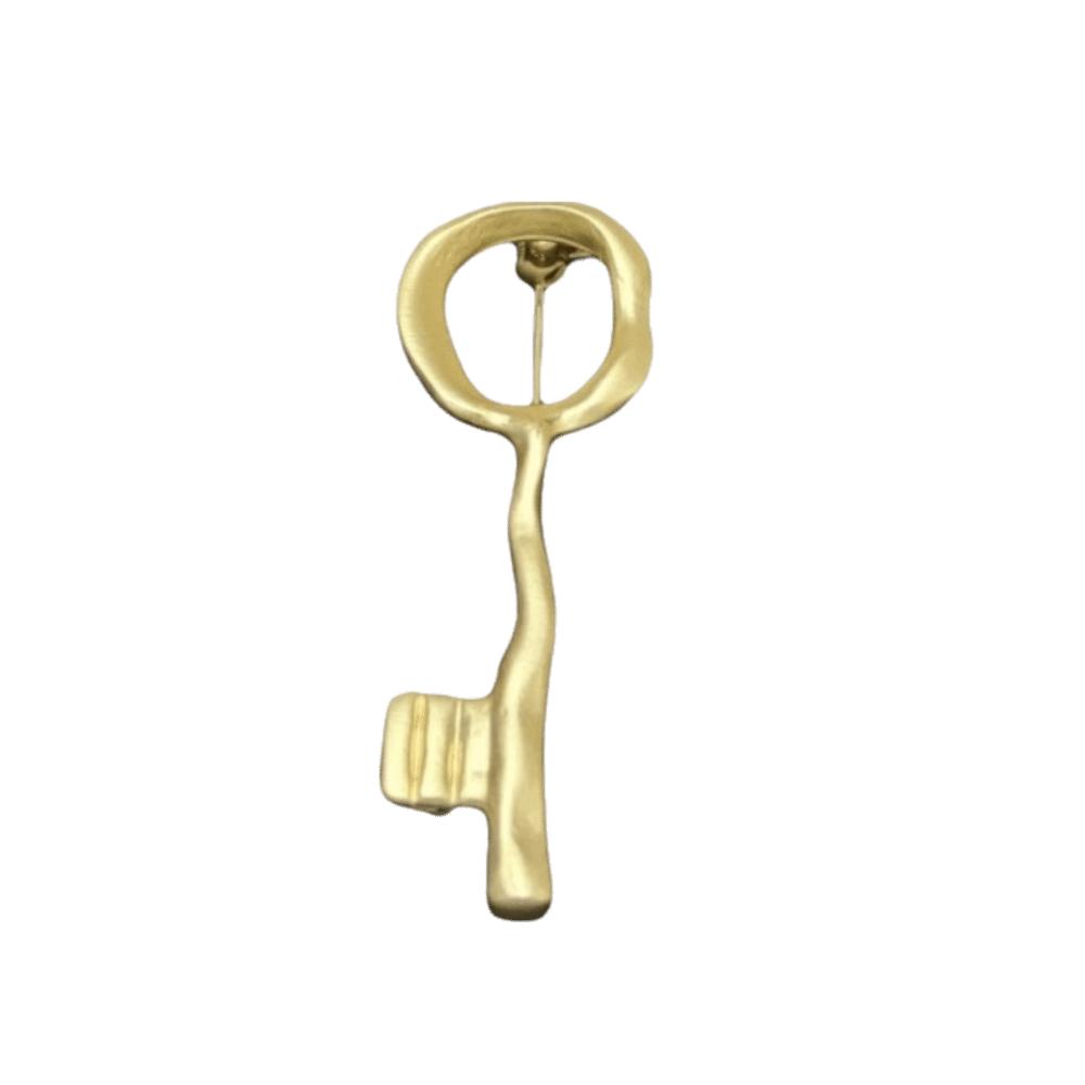 Lock Hole Design Key Shaped Brooch Vintage Style Metal Decorative Pin Suit Coat Accessory  Daily