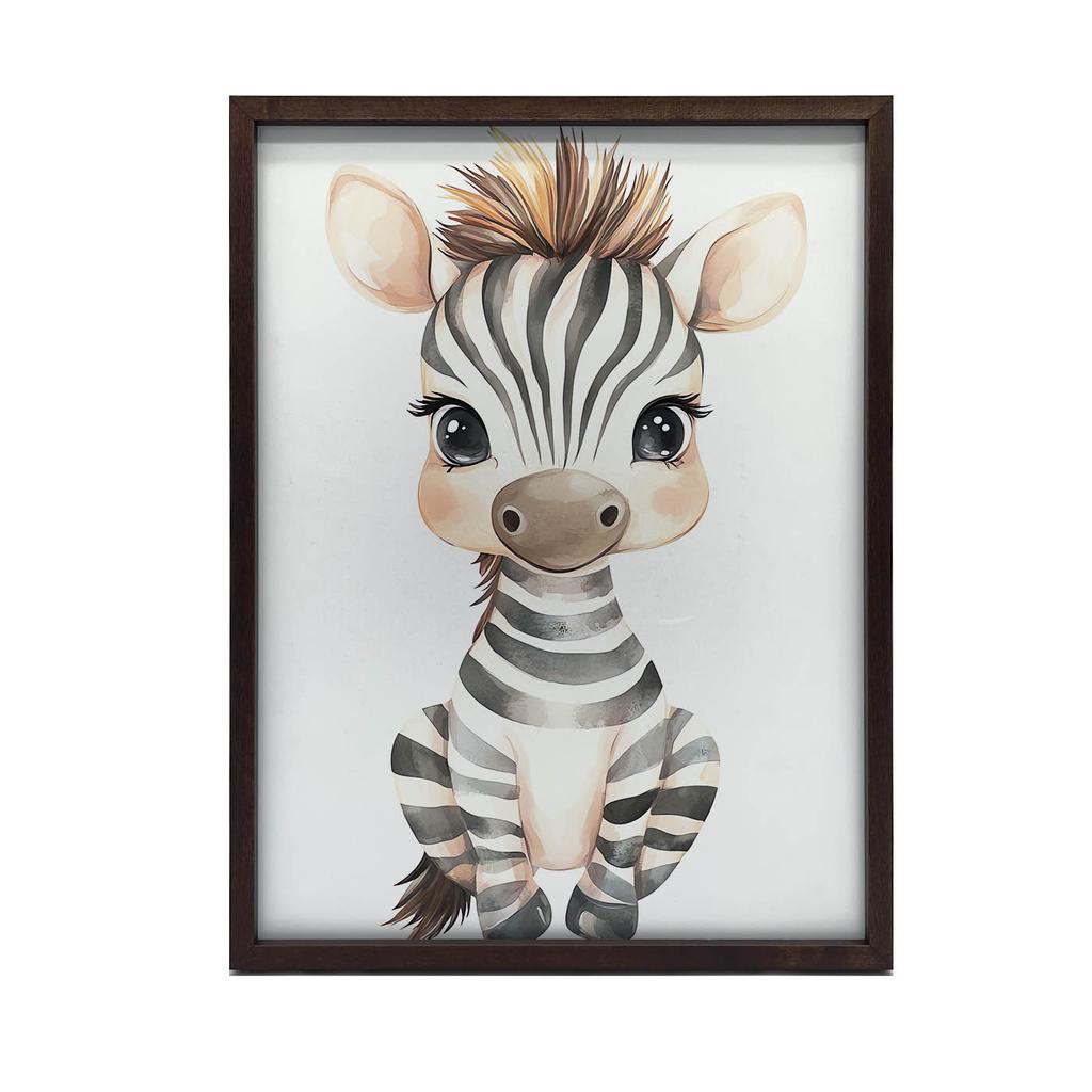 Plakat Mała Zebra Plakat Mała Zebra, 30X40 Cm, Rama Drewniana Biała, Papier Matowy 230 Gsm