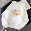2025  Women's White Hoodies Kawaii Peach Cat Cartoon Print Femme Winter Hooded Sweatshirt Tops Casual Female Jumper