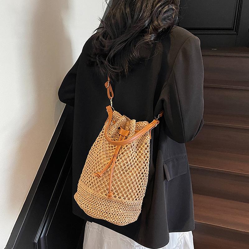 Vintage Summer Women Hand-Woven Rattan Straw Beach Wicker Crossbody Bags Female Handbag Purse Clutch Shopping Bags