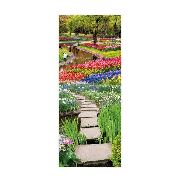 Дверные наклейки визуальное пространство пляжный коридор искусство водонепроницаемые обои гостиная спальня дверные обои ПВХ самоклеящиеся наклейки