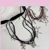 Dark Punk Cross Style Necklace Geometric Shape Tassel Choker For Souvenir Travel