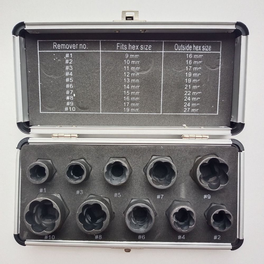 Hexagonal Design Bolt Extractor Set with Aluminum Box Nut Removal Socket Rounded-Off Nuts