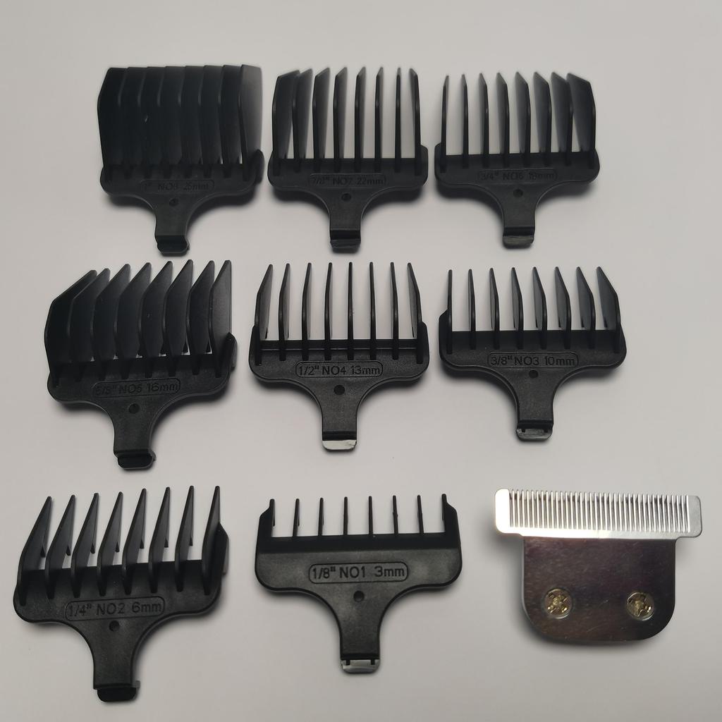 Shaver T-Blade + 8X Clipper Comb #1- #8,1/8"-1",3-25mm Replacement For Wahl 9994