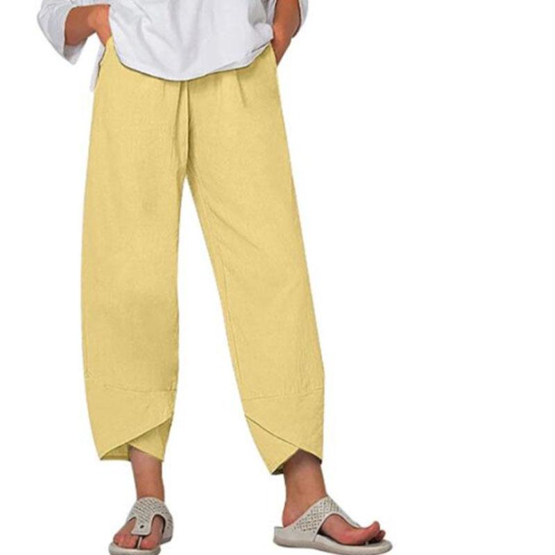 Летние женские брюки с эластичным поясом, хлопковые свободные повседневные брюки