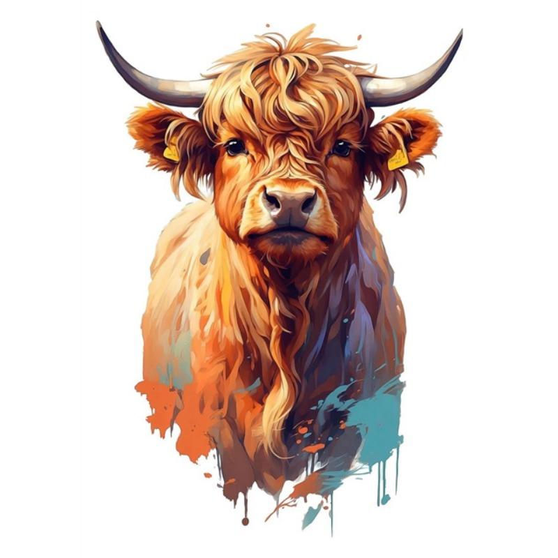 Абстрактные милые картины на холсте с изображением коров Хайленд, акварельные постеры и принты с изображением коров Хайленд, настенные художественные картины для домашнего декора