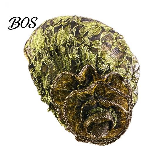 Sweat-wicking Turban Hat, Lace Hollow Design Headwrap with 3D Flower Decoration, Cap High Elastic Fit Summer for Retro Style Headwear