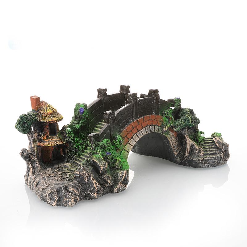 Aquarium Resin Fish Tank Decorations - Bridge Design for Tropical Fish
