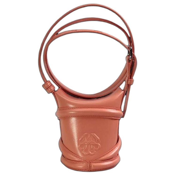 Alexander McQueen The Curve Bag With Letter Logo Adjustable Shoulder Strap Leather Bucket Crossbody Mini Women bags Pink Orange 682683-1YBA7-7839