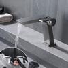 Смеситель для раковины серого цвета, латунный смеситель для раковины с водопадом, кран для горячей и холодной воды с одной ручкой, хромированный черный смеситель