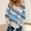 Women's Fashion Casual Long Sleeve Printed V- Neck Sweater Top