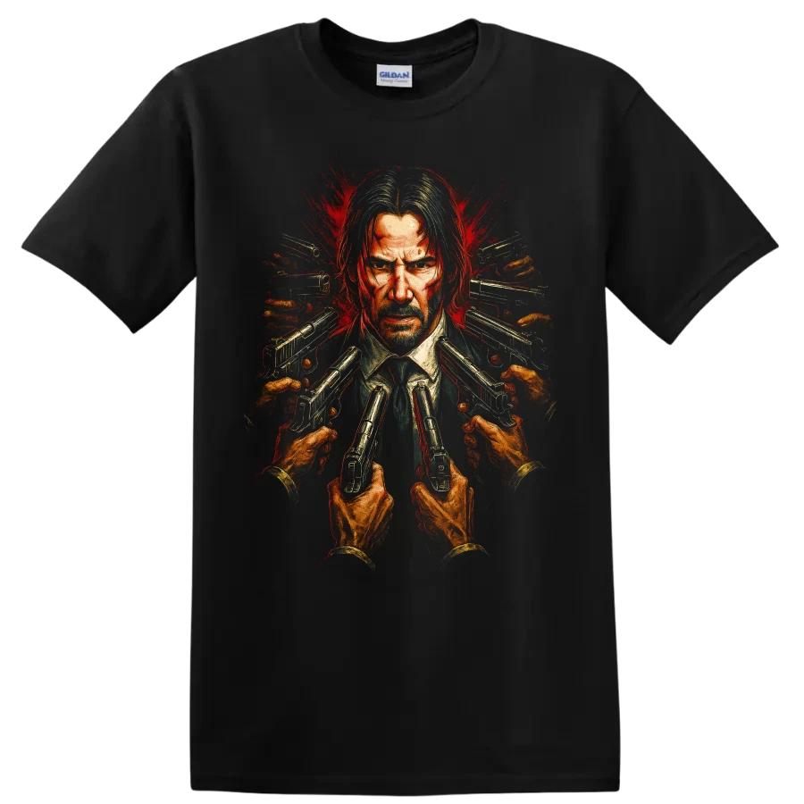 John Wick T Shirt Movie Action Gunfight Portrait Revenge Tee Vintage Style
