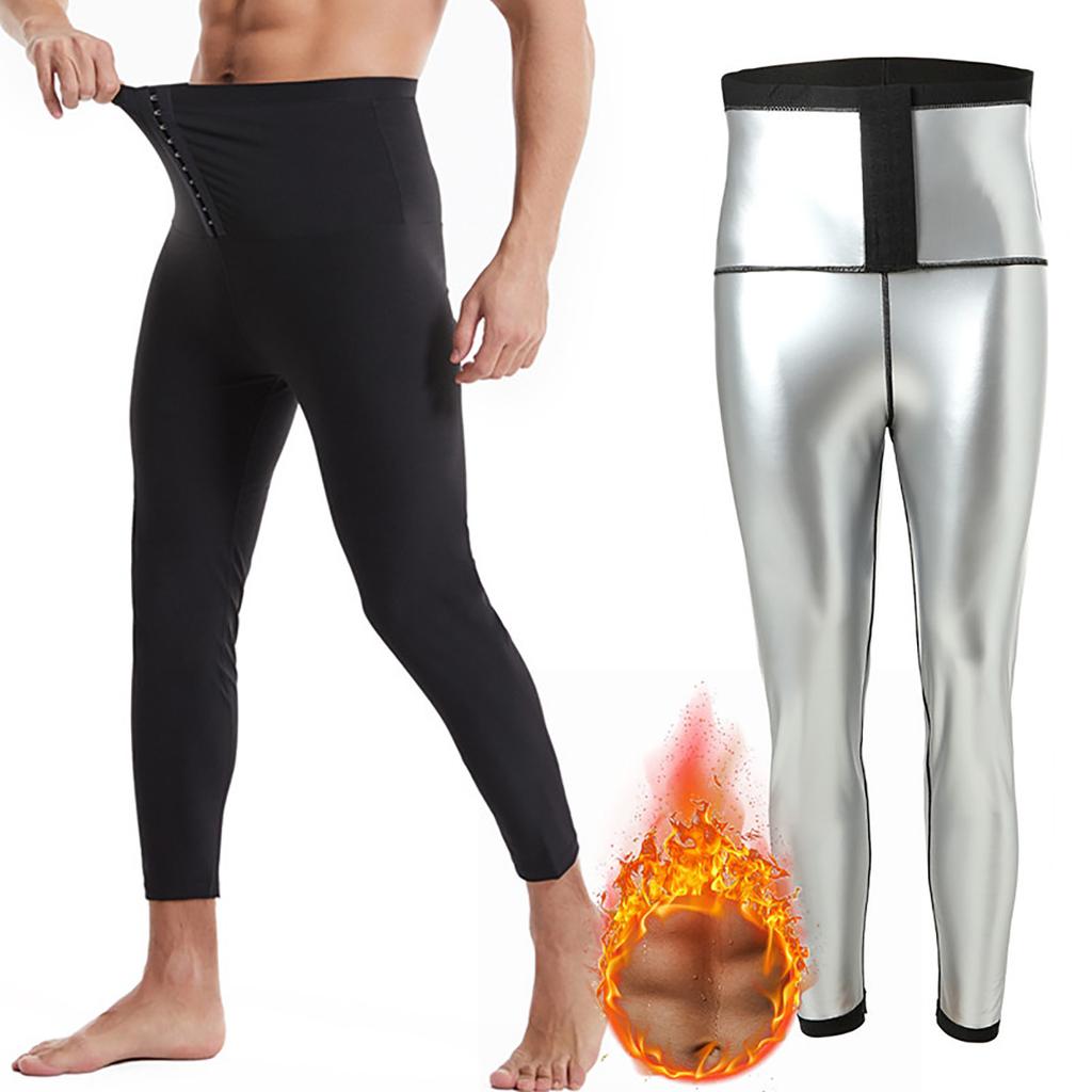 Мужские леггинсы с высокой талией для сауны и пота, компрессионные штаны с поясом для похудения, леггинсы для фитнеса и коррекции фигуры