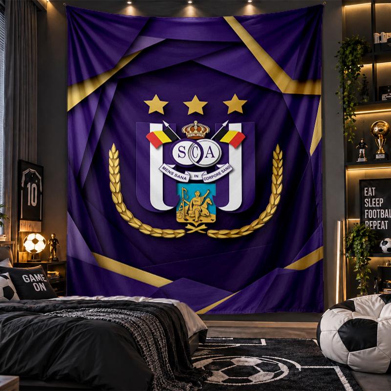 Wall Hanging Tapestry Anderlecht FC Print Cloth for Living Room Bedroom Home Decor