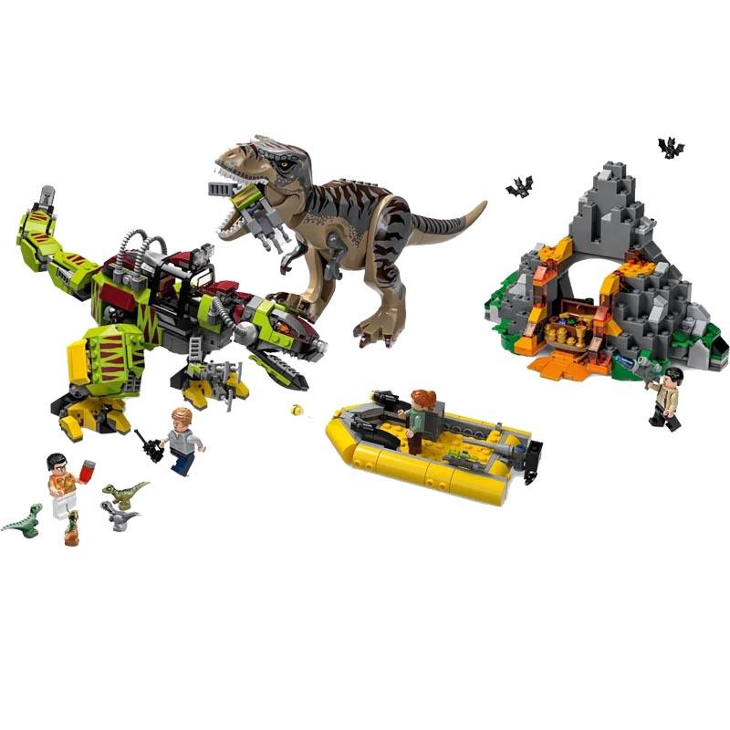 740 шт. серия динозавров T-Rex VS Dino-Mech Battle, модель строительного блока, игрушка для детей, подарок 11337