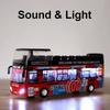 Scale 1:32 Double Decker Sightseeing Bus Toy Model Car Simulation Alloy Sound Light Pull Back Collection Models for Kids Gifts
