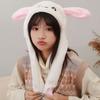 Embroidery With Light Movable Ears Eye Bunny Ear  Hats Women Rabbit Caps Warm Hats With Scarf