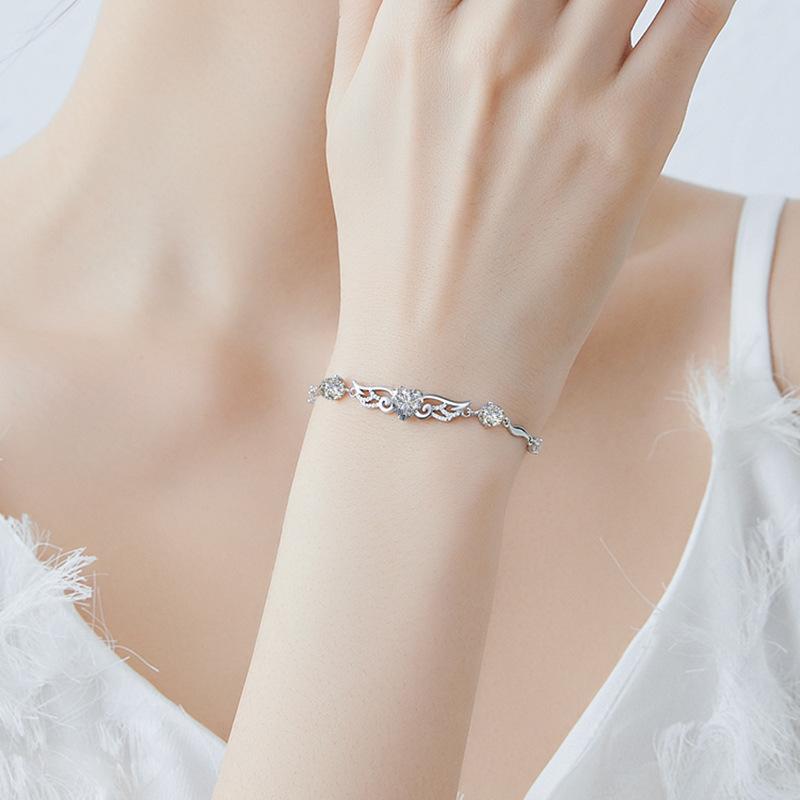 S925 Серебро Крылья Ангела Браслет Женский Instagram Сердце D Цвет Mosang Ювелирные Изделия С Бриллиантами Мода Универсальный Камень Mosang