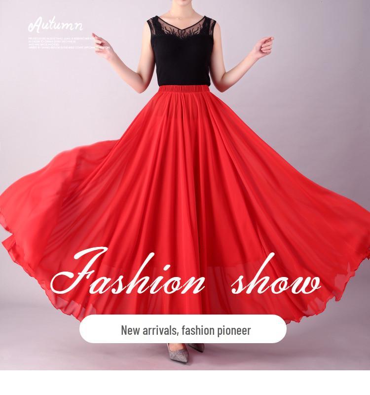 Юбка-свинг из двухслойного шифона 720° для современных бальных танцев и тренировок по квадратным танцам