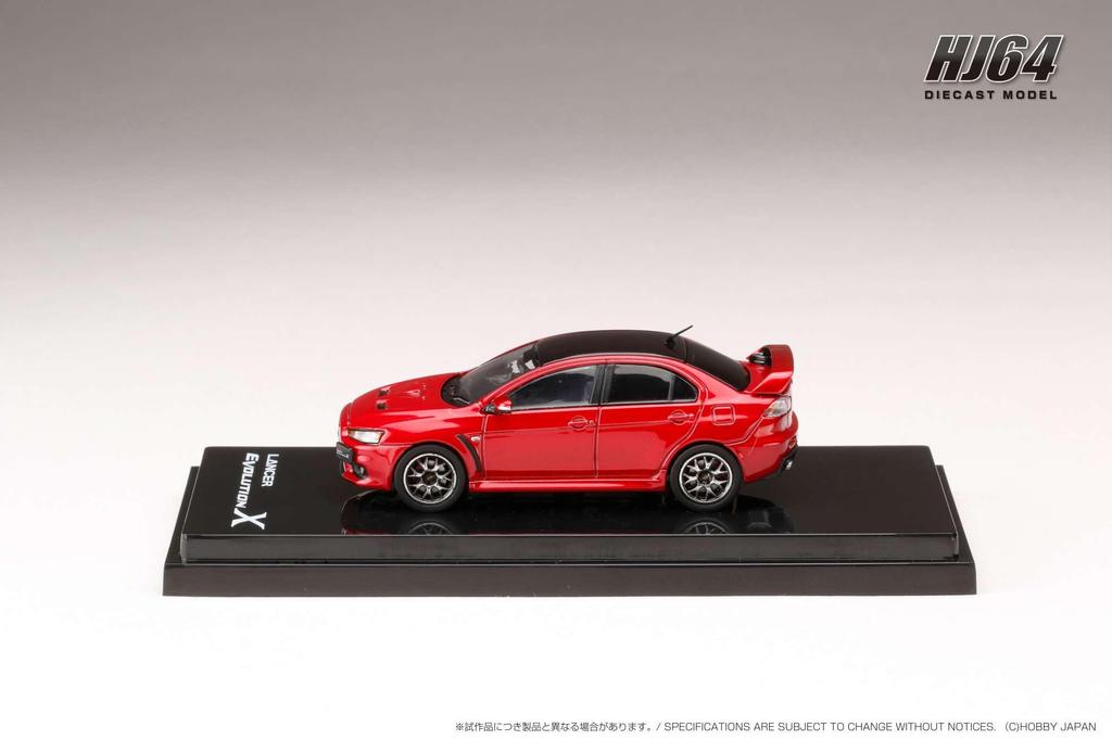 Mitsubishi Lancer Evolution X FINAL EDITION Демонстрационная модель двигателя с красной крышей 1/64 Металлик/Черный