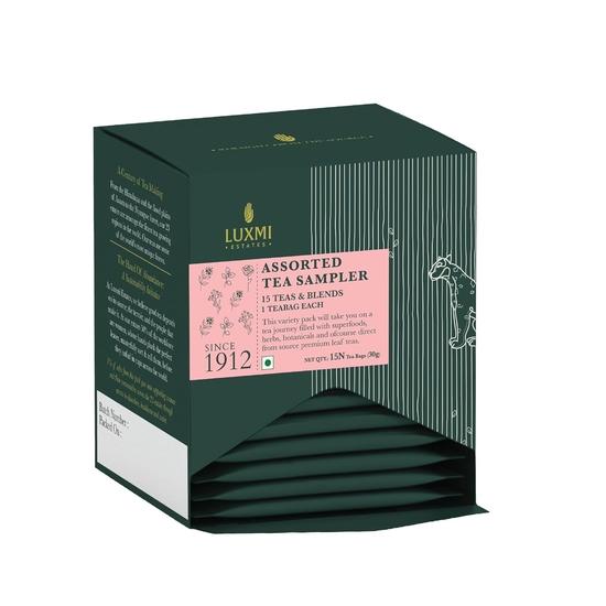 Luxmi Estates Sampler Tea Assortment | 15 TEA BAGS | 15 TB *2g = 30g | English Breakfast | Holy Tea | Pure Chamomile
