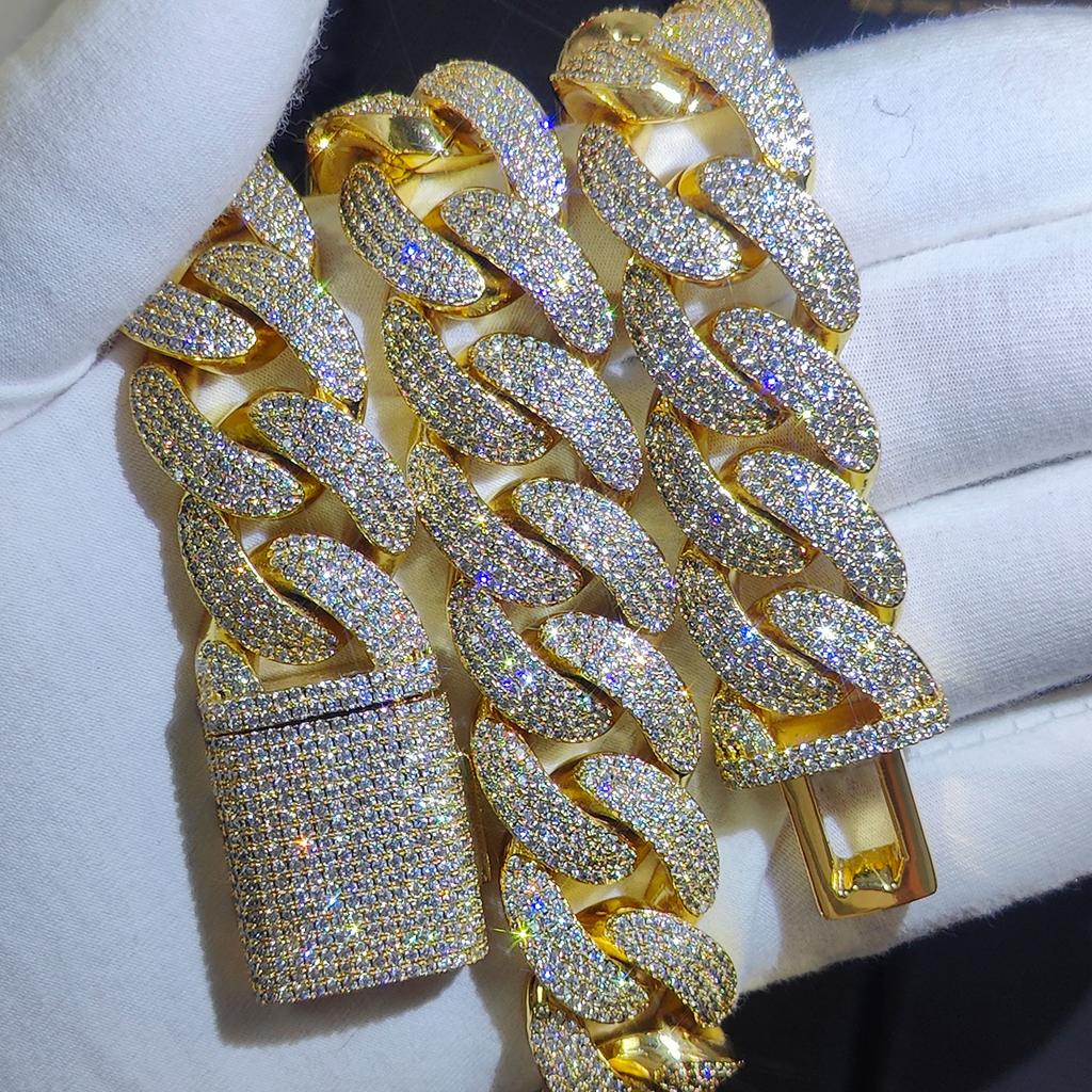 20mm 4 Rows Hip Hop Iced Out Cuban Link Necklace Miami Bling Chain CZ Luxury Choker Chain Jewelry Gift for Men