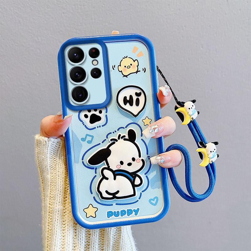 KEYSION Противоударный чехол для Samsung S24 Ultra S24+ S24 FE со шнурком Силиконовый 3D мультяшный чехол для телефона куклы для Galaxy S23 Ultra