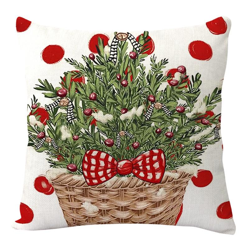 1pc Green Red Christmas Cushion Cover Deer Snowman Durable Cover 2025 New for Home Ornament Xmas New Year Christmas Decoration