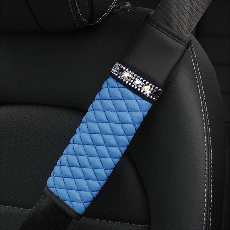 Кожаный дышащий автомобильный ремень безопасности со стразами, защитный плечевой коврик