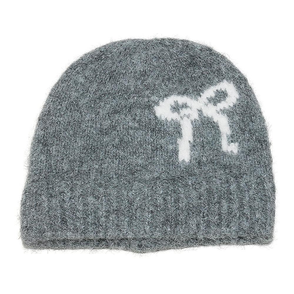 Baotou hat female Korean version bow knitted hat autumn and winter face small cashmere wool hat warm ear protector cold hat children