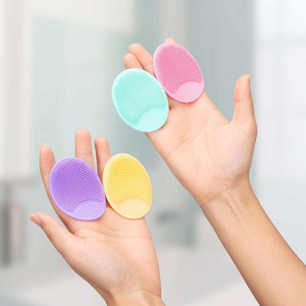 4 Pcs Face Scrubber Silicone Facial Cleansing Brush Face Exfoliator Massager Blackhead Acne Pad