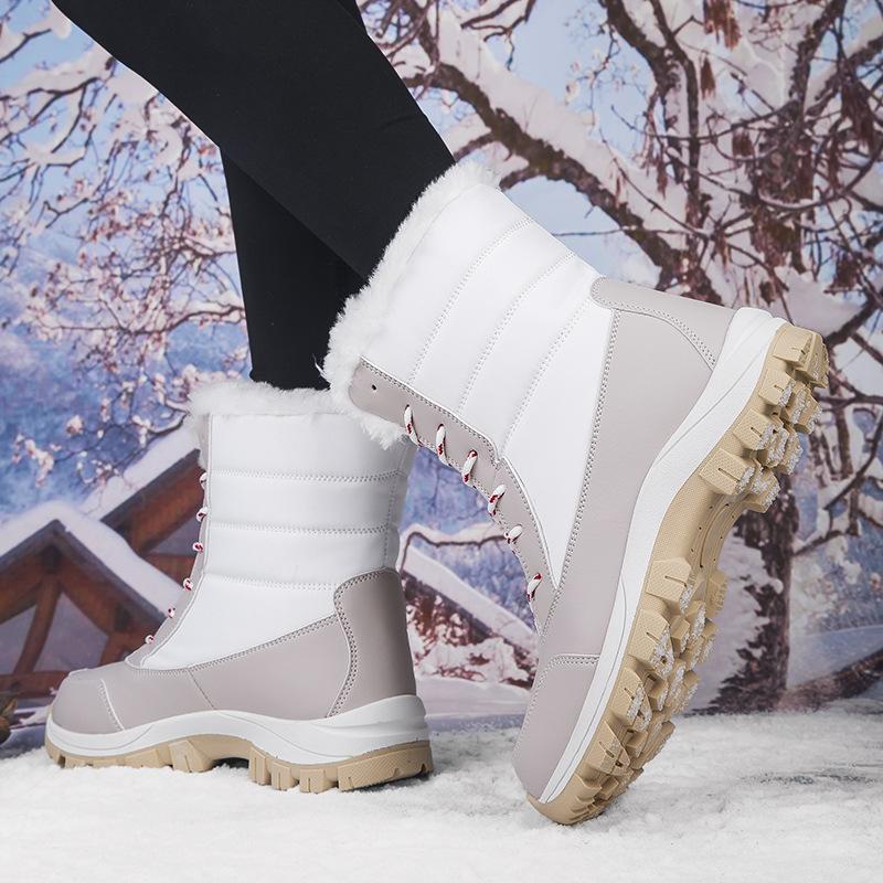 2025 Winter Waterproof Cotton Shoes Black Cold-Proof Boots for Women Outdoor Velvet Thickened Warm Snow Boots for Female Mujer