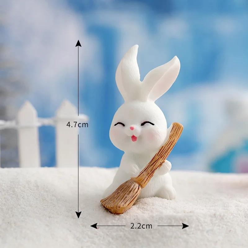 Cute Rabbit Bunny Ornament Resin Home Mini Bunny Miniature Figurines Miniature Landscape Decoration Home Easter Decoration