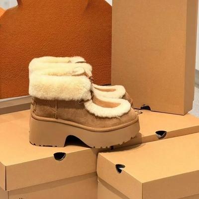 Женские больших размеров на мягкой подошве с увеличением высоты теплые меховые зимние нескользящие износостойкие снежные ботинки плюшевая подкладка уличные спортивные хлопковые ботинки