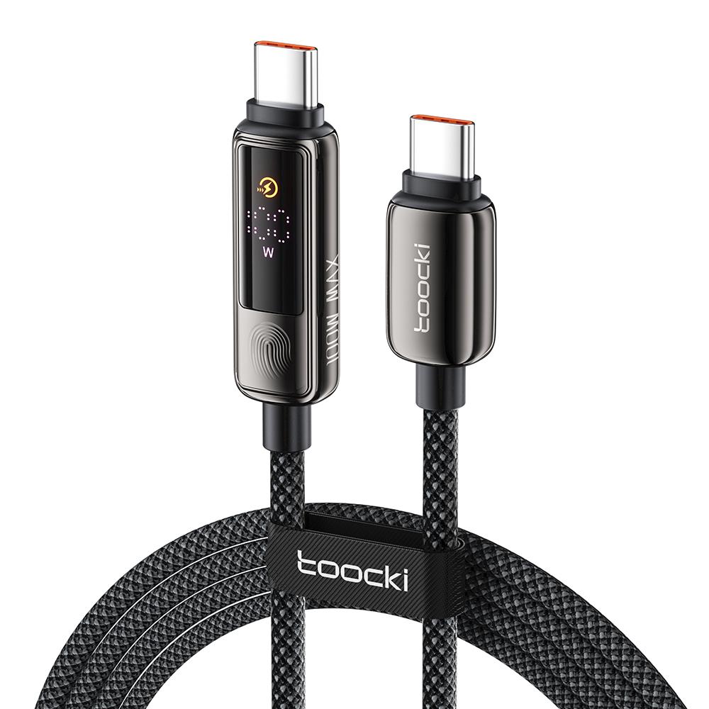TOOCKI TX107C2 2m 100W Fast Charging USB C to USB C Cable Touch Control LED Display Data Sync Cord