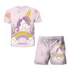 Kids Set T-shirts Boys Girls Unicorn Print Suit T-shirt + Shorts Fashion Cute Style Children's Short Sleeves Children's Suit T-shirt