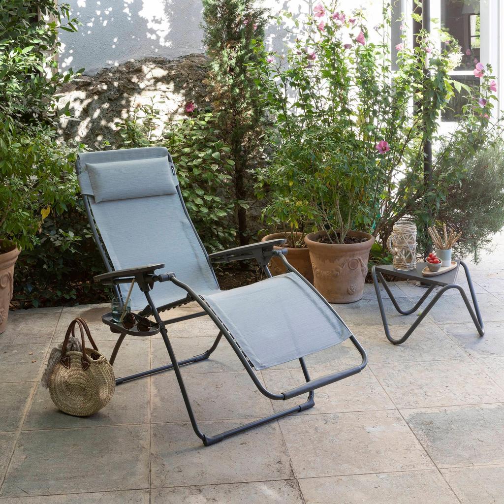 Lafuma Recliner FUTURA Light Gray Galet LFM3113 9718 Outdoor Chair Camping Sauna Totoi Chair Balcony Original Recliner Chair Made In France 5 Year