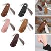Metal & Leather Shoe Horn with Case - Unisex Mini Portable Shoe Puller with Hanging Buckle