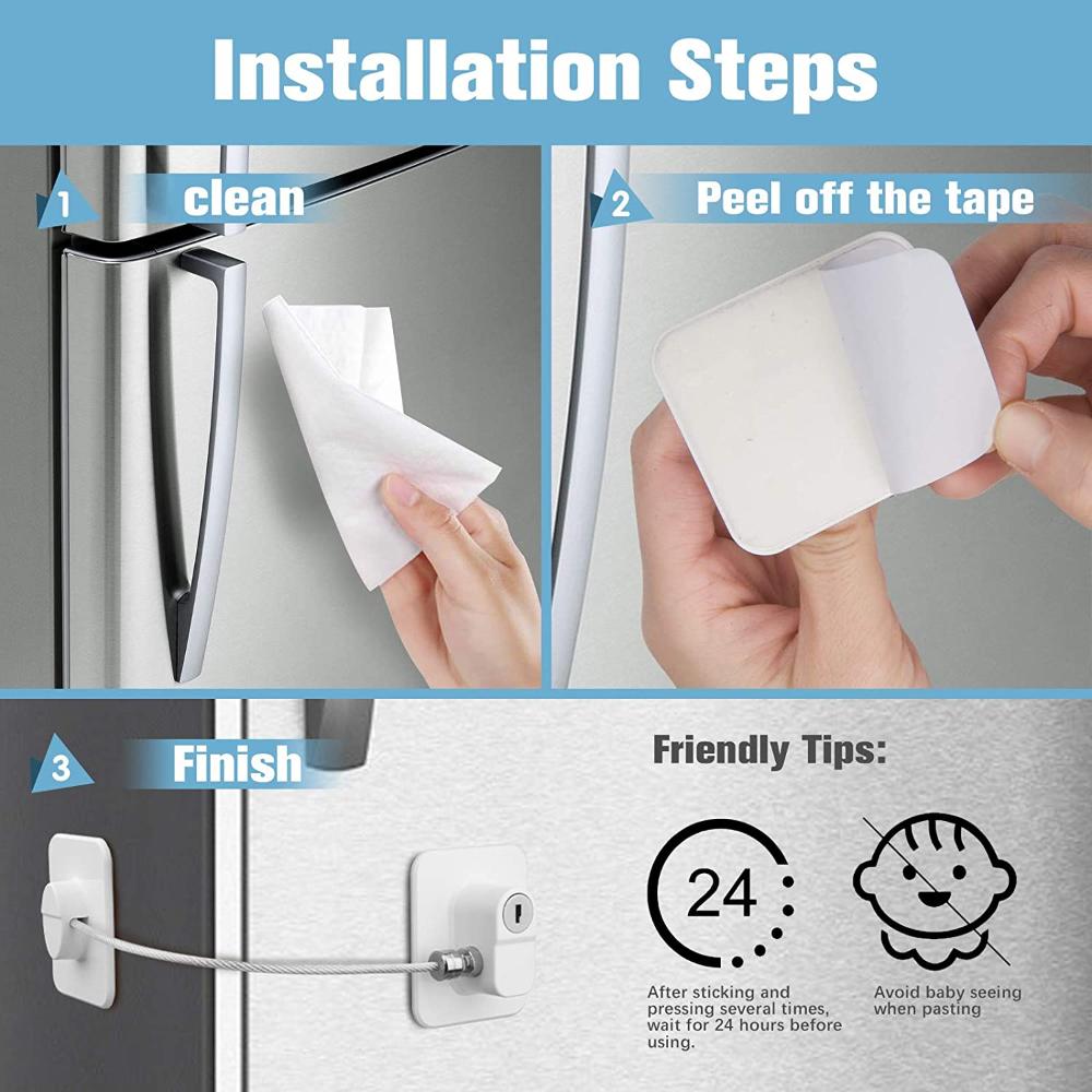 Children Protection Digital Password Cabinet Locks With Metal Key or Coded Lock Refrigerator Lock