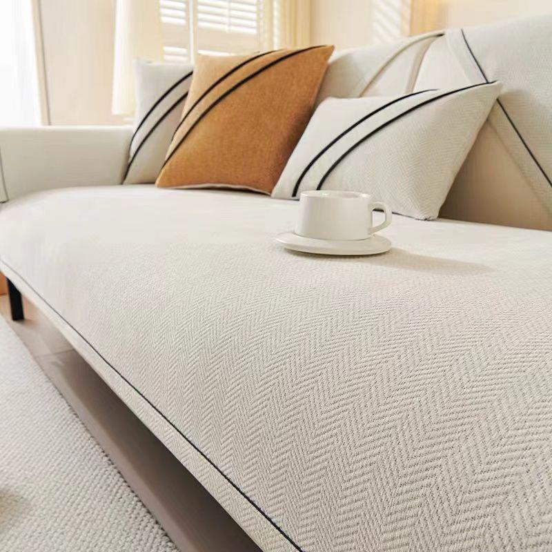 New Chenier Sofa Cushion Cover Pad, High-Grade Slippery Seat Cushion, Four-Season Universal Straight Sofa Cover Cloth