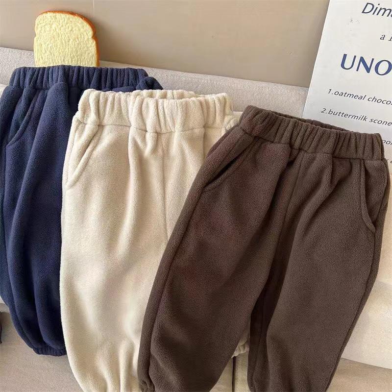 Children's Autumn/Winter Fleece-Lined Pullover Two-Piece Set - Versatile Casual Wear for Boys & Girls