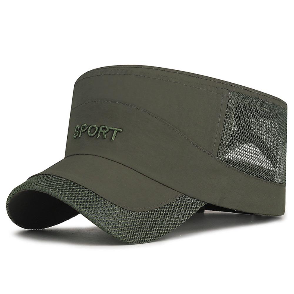 Adjustable Flat Top Cap Sun Protection Quick Drying Cap Retro Mesh Sun Hat  Sports Activities