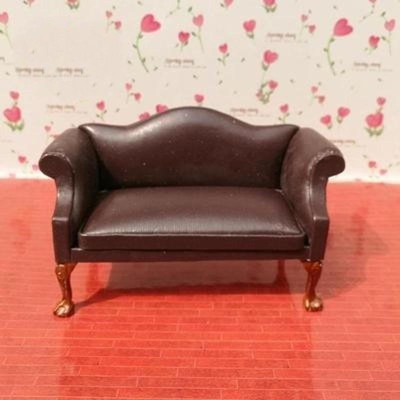 Многоцветный 1:12 кукольный домик, миниатюрный кожаный диван, двойной диван, кукольный домик, декор для гостиной