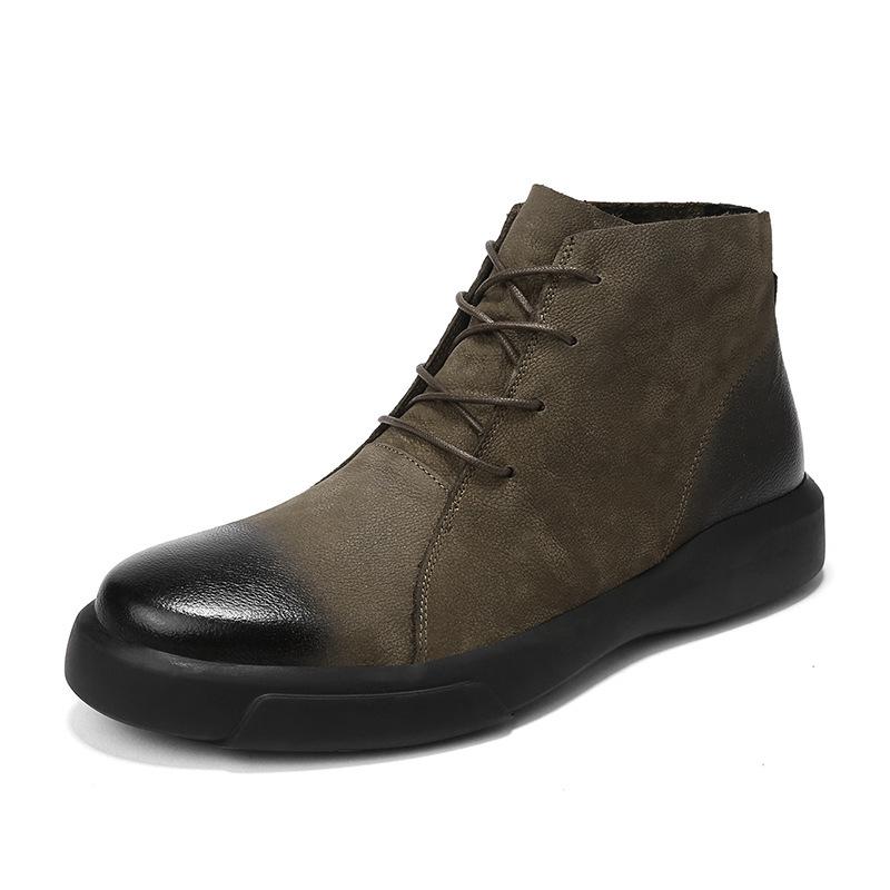 Men's shoes 2026 autumn and winter color matching Martin boots men's high-top boots large-size short boots men's British leather boots