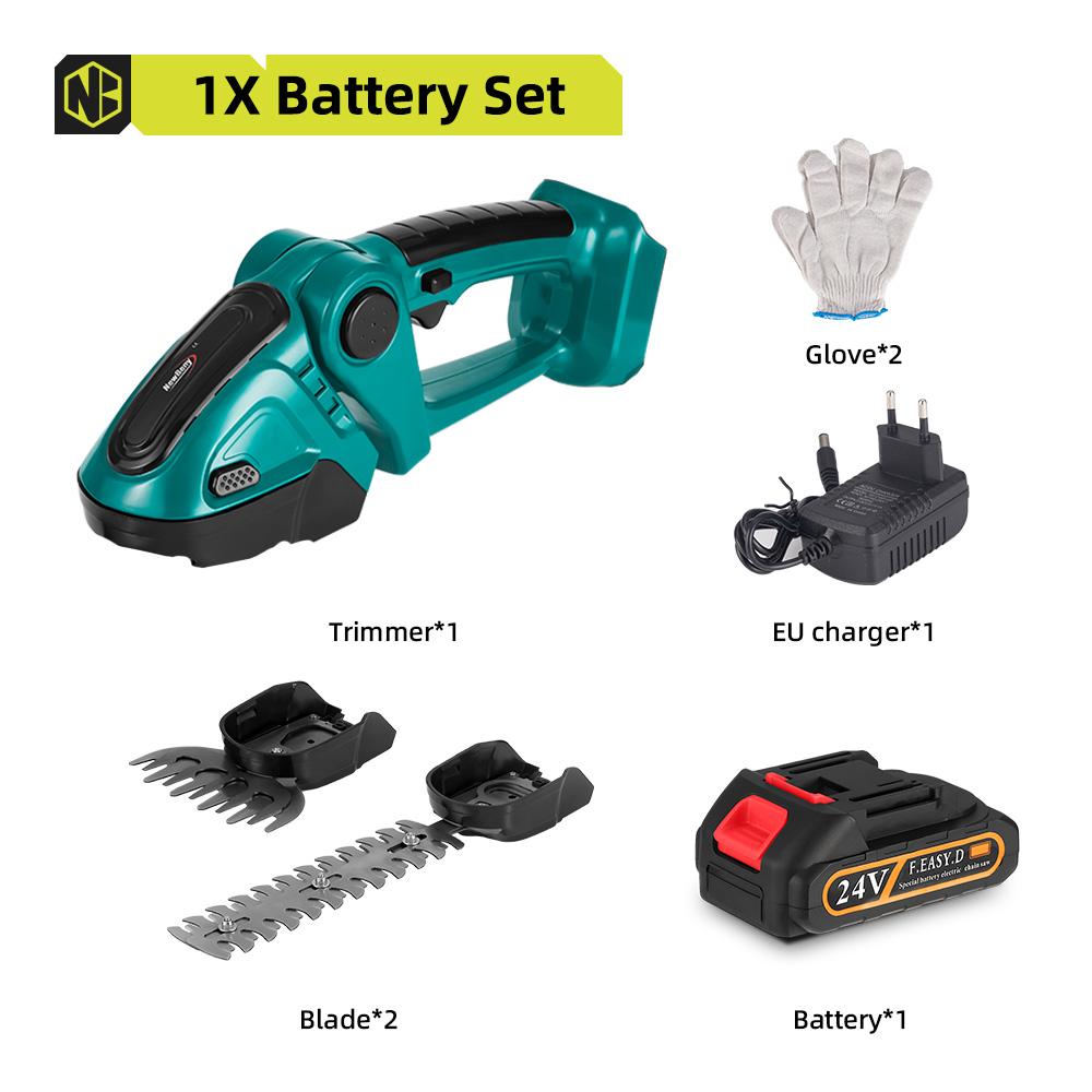 Newbeny Электрический триммер для живой изгороди 2 в 1, беспроводная эффективная бытовая секаторная пила, перезаряжаемые электроинструменты для батареи Makita 18 В