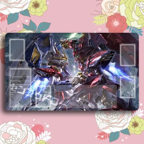 Senkou Draw Card Game Play Mat for Gundam Epyon and Wing Gundam Zero (A), Anime Merchandise, Universal TCG Play Mat with Storage Case, Card Frame (60c