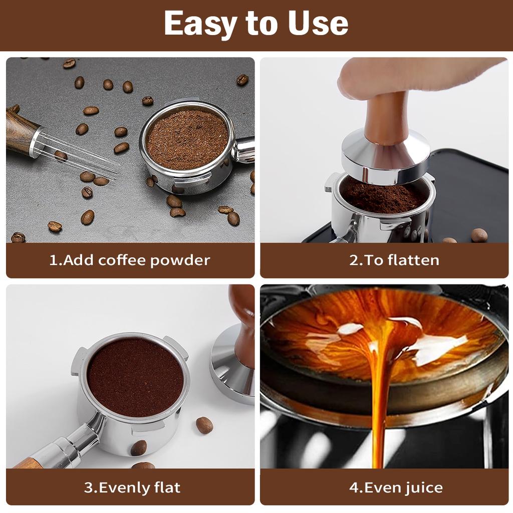 Leeseph кофе темпер железный инструмент для трамбовки с плоским дном и деревянной ручкой эспрессо пресс с плоским основанием для домашних бариста кофеен